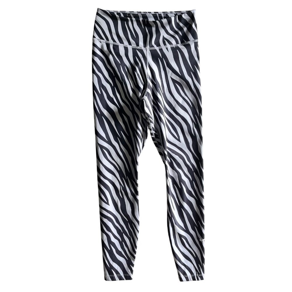 Nike Womens Zebra Print High-Waisted Dri-FIT Leggings Black & White Size S
